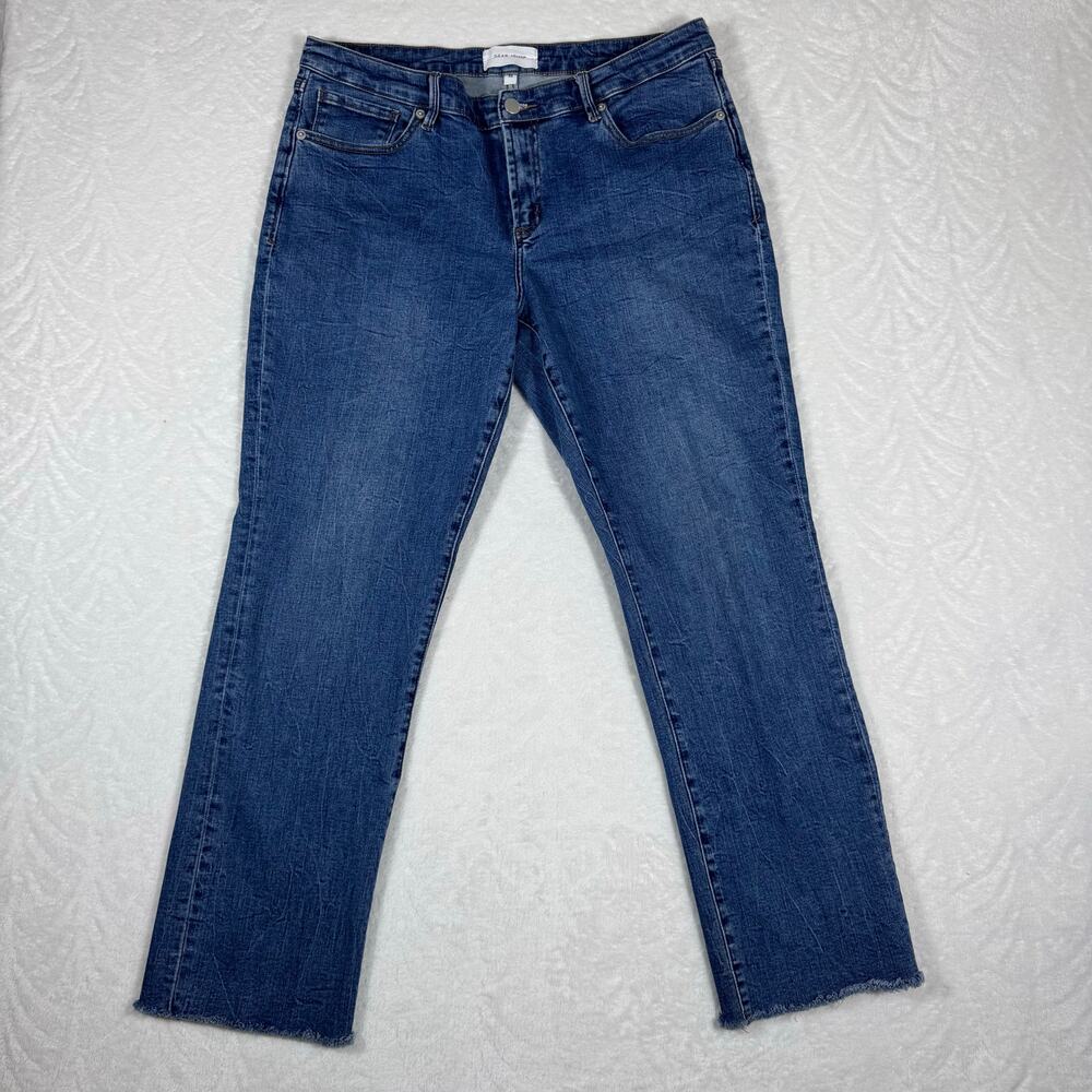 Dear John Denim Women's 32 Blue Wash Straight Leg Raw Hem Stretch - Picture 2 of 10